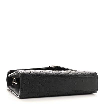 Saint Laurent Grain De Poudre Textured Mixed Matelasse Triquilt Medium Monogram Satchel Black 4 of 13