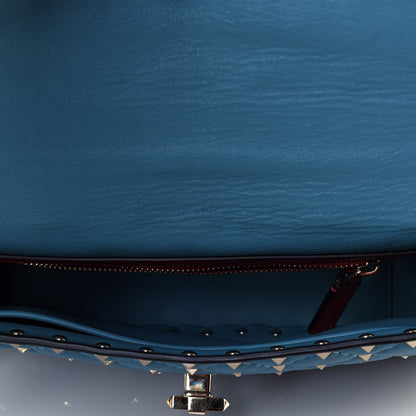 Valentino Garavani Nappa Medium Rockstud Spike Shoulder Bag Blue 4 of 4