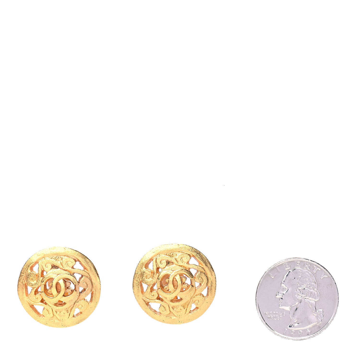 Chanel CC Button Clip On Earrings Gold 2 of 4