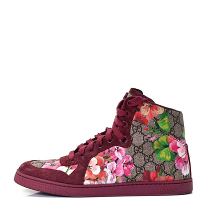 Gucci GG Supreme Monogram Blooms Womens High Top Sneakers 38.5 Beige Multicolor Dry Rose 1 of 9