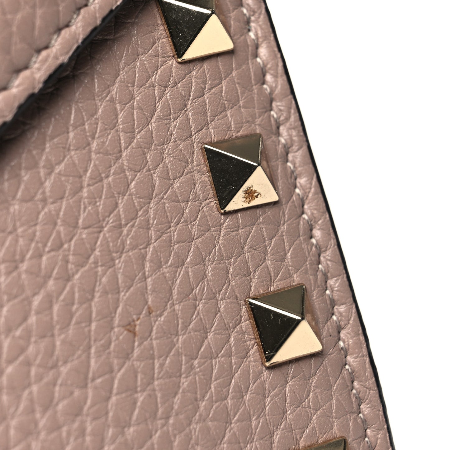 Pebbled Calfskin Rockstud Envelope Wallet on Chain Poudre
