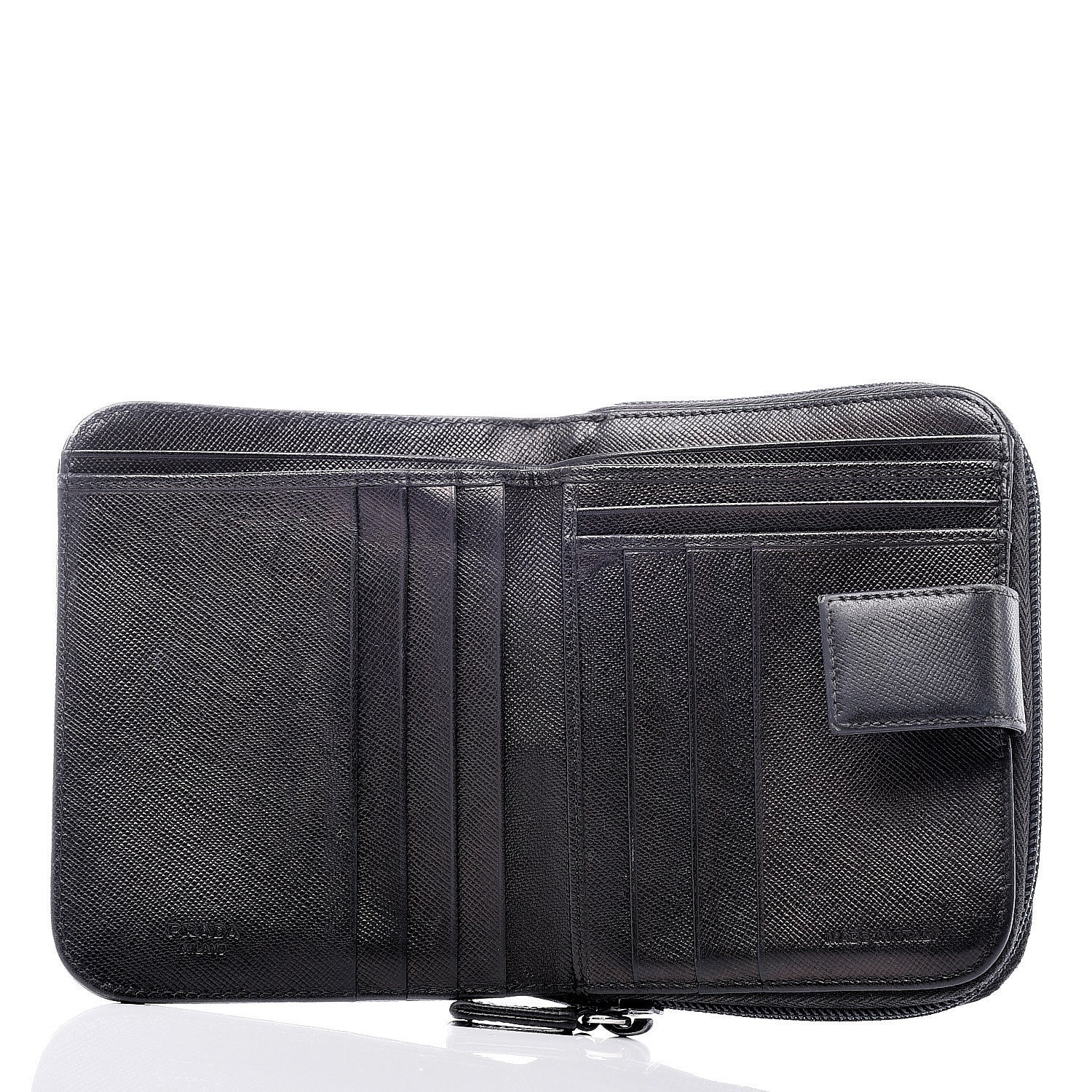 Prada Saffiano Compact Zip Around Wallet Black 5 of 14