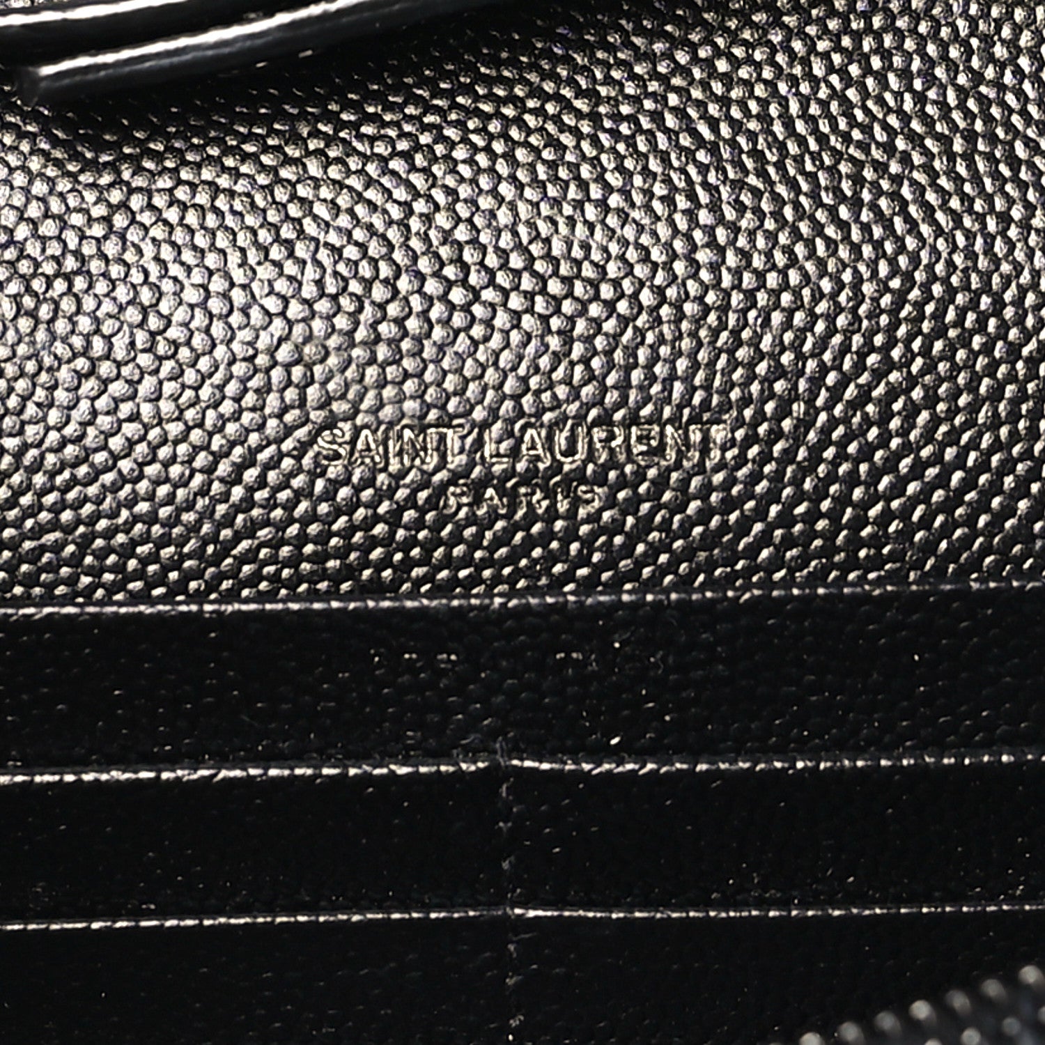 Saint Laurent Grain De Poudre Matelasse Chevron Monogram Monochrome Chain Wallet Black 6 of 8