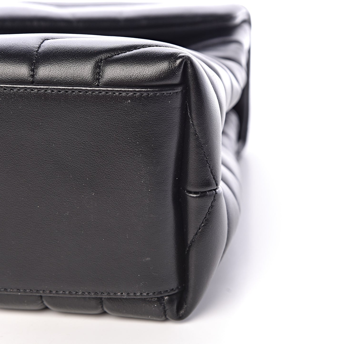 Calfskin Y Quilted Monogram Medium Loulou Chain Satchel Black