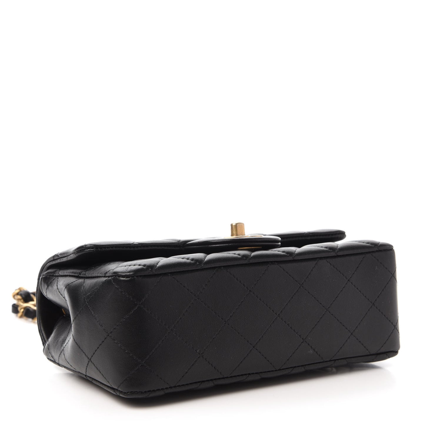 Lambskin Quilted Mini Rectangular Flap Black