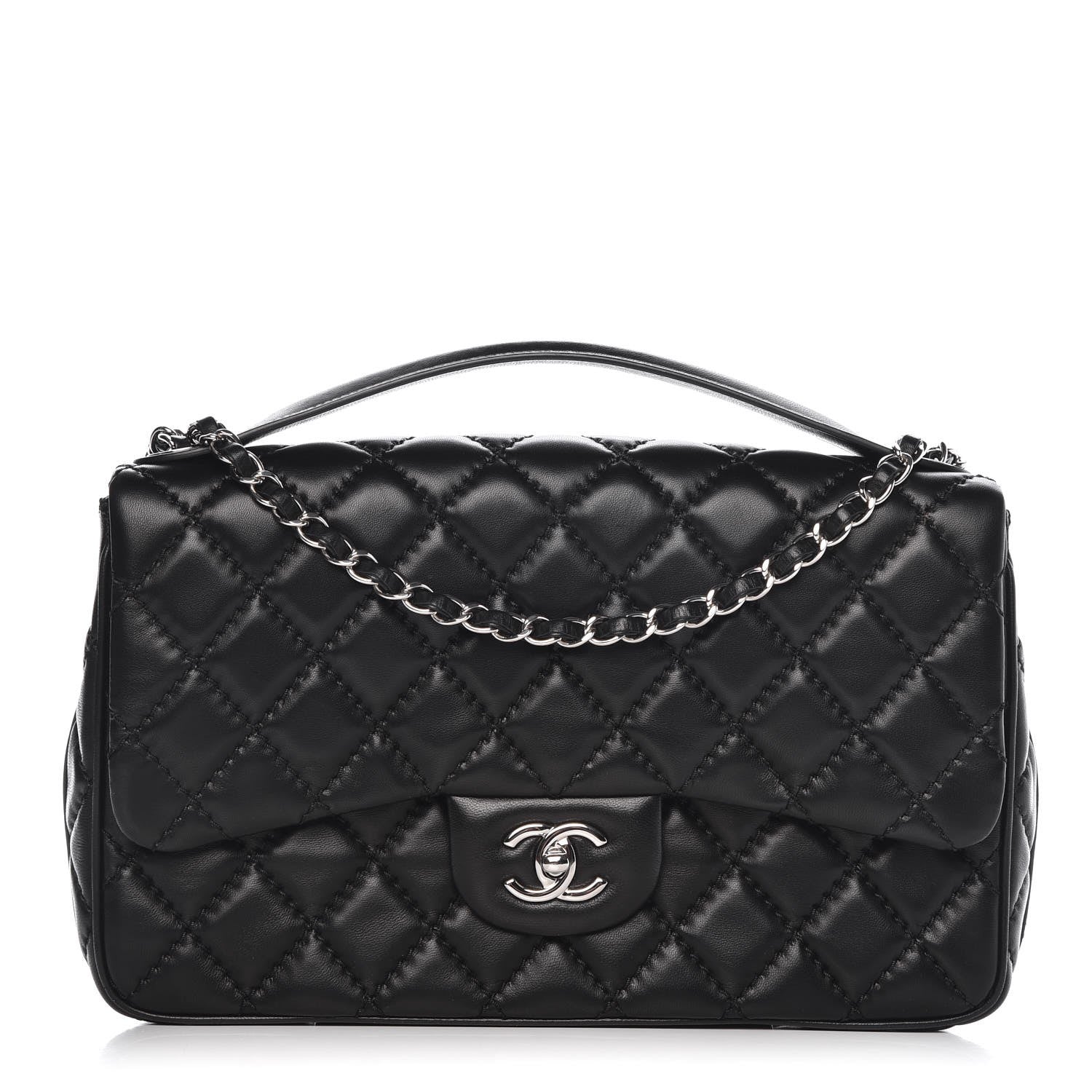 Chanel Lambskin Quilted Jumbo Easy Carry Flap Black 1 of 8