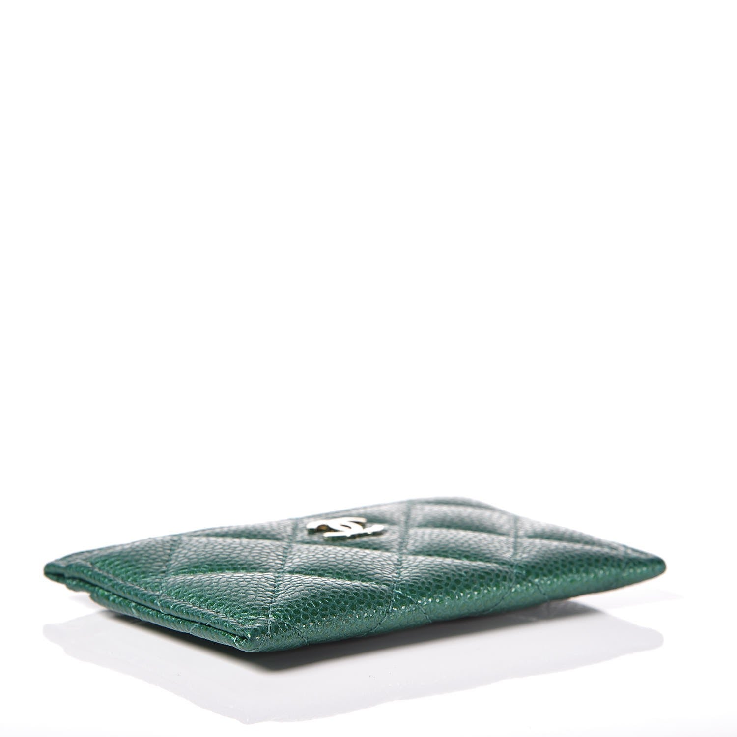 Chanel Metallic Caviar Quilted Card Holder Green 4 of 8