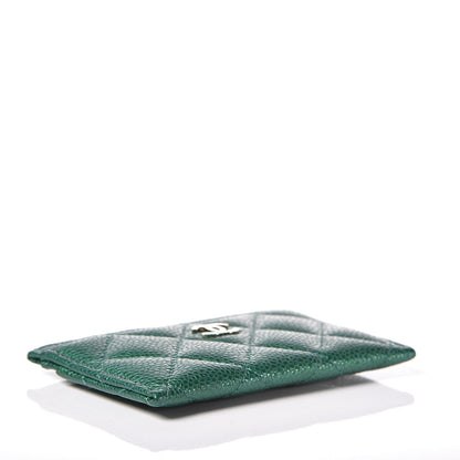 Chanel Metallic Caviar Quilted Card Holder Green 4 of 8