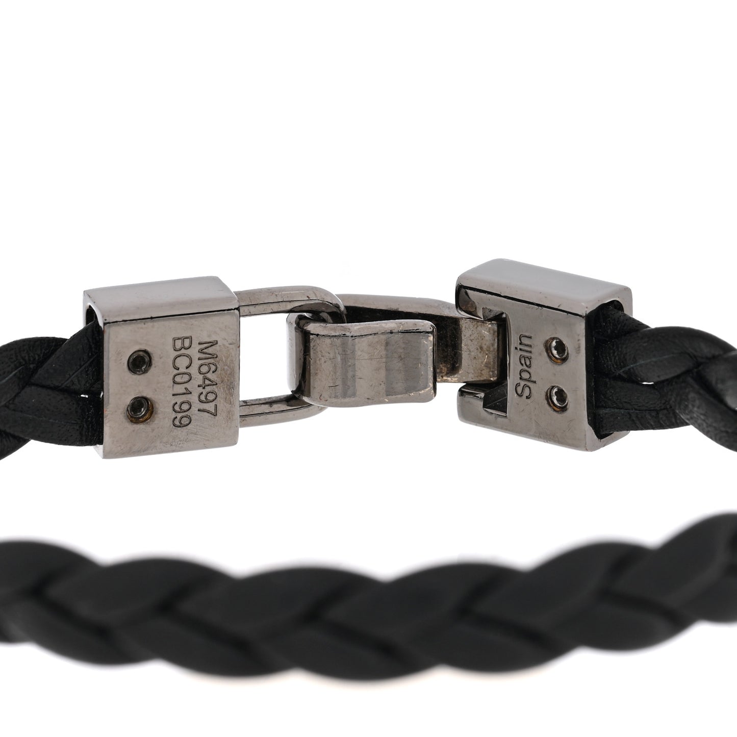 Calfskin Braided Lock Bracelet Black