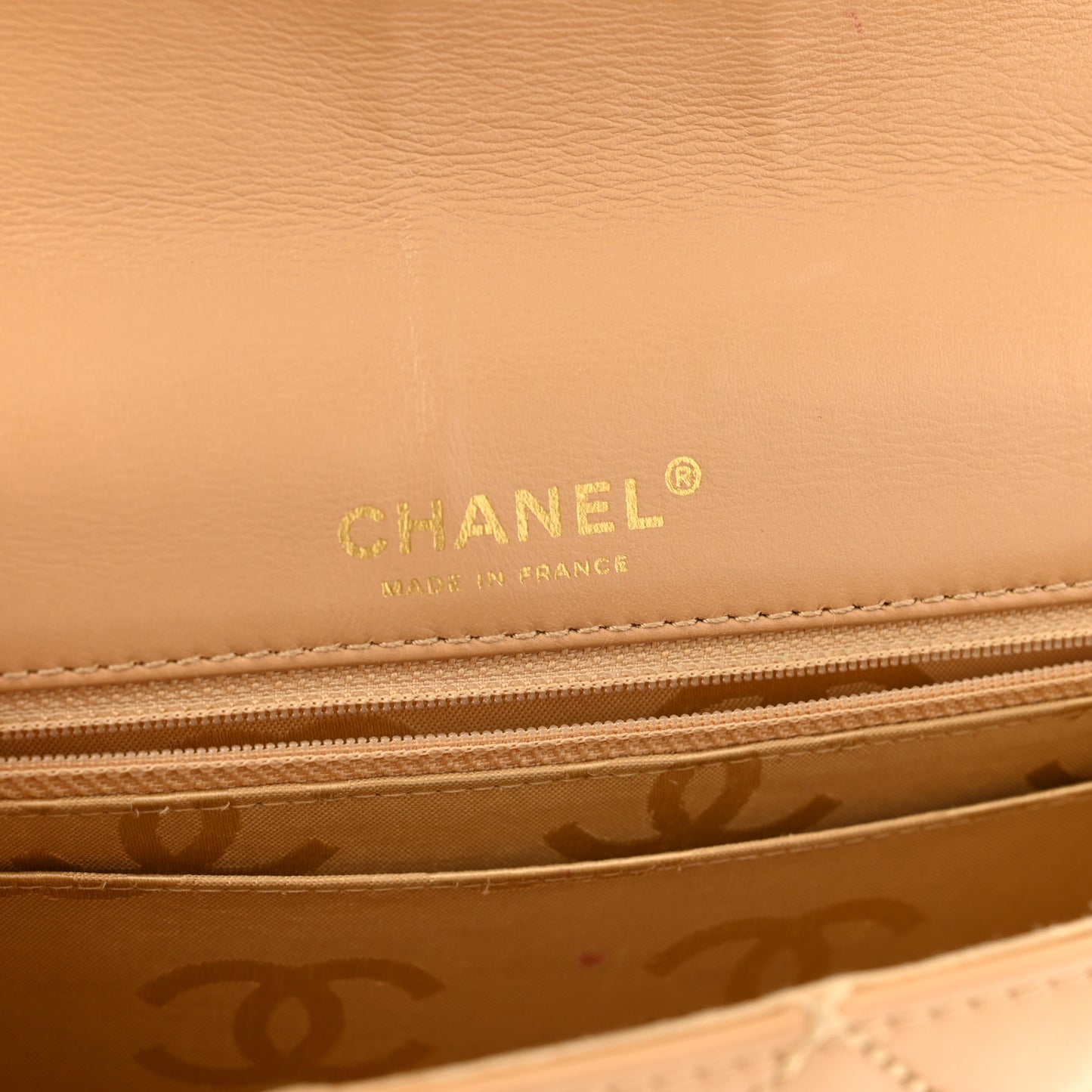 Calfskin Quilted Medium Wild Stitch Flap Beige