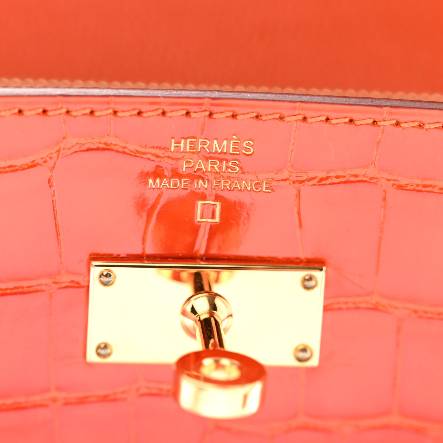 Hermes Shiny Alligator Kelly Longue Wallet Orange 6 of 11