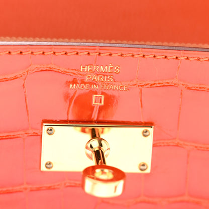 Hermes Shiny Alligator Kelly Longue Wallet Orange 6 of 11