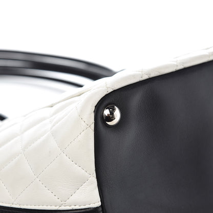 Chanel Calfskin Quilted Large Cambon Tote White Black 10 of 14