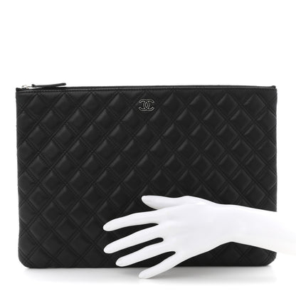 Chanel Lambskin Double Stitch Quilted Cosmetic Case Black 2 of 6