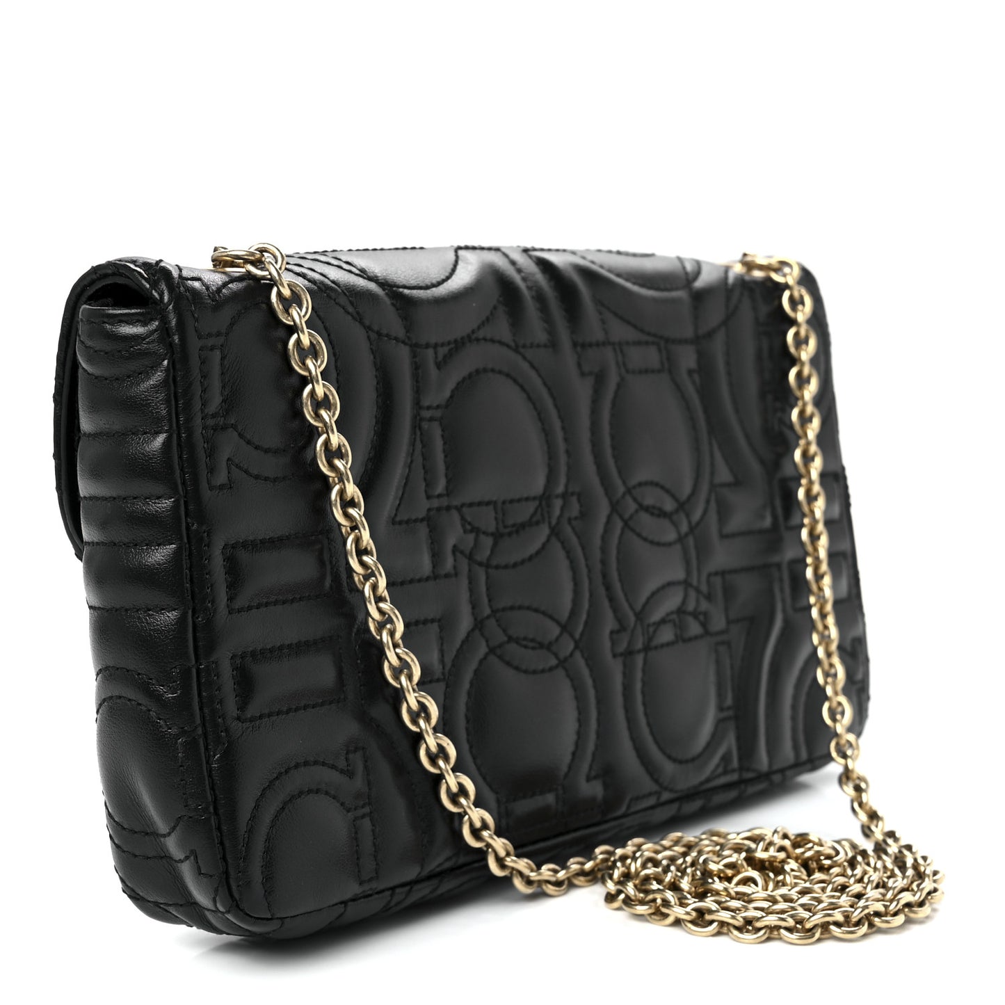 Calfskin Quilted Gancini Mini Bag Black