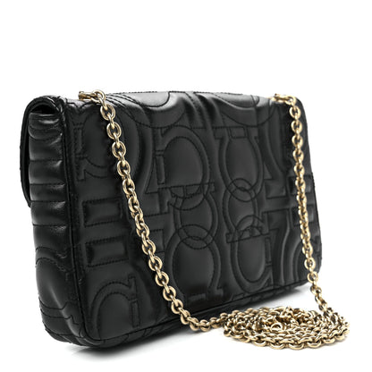 Salvatore Ferragamo Calfskin Quilted Gancini Mini Bag Black 3 of 11
