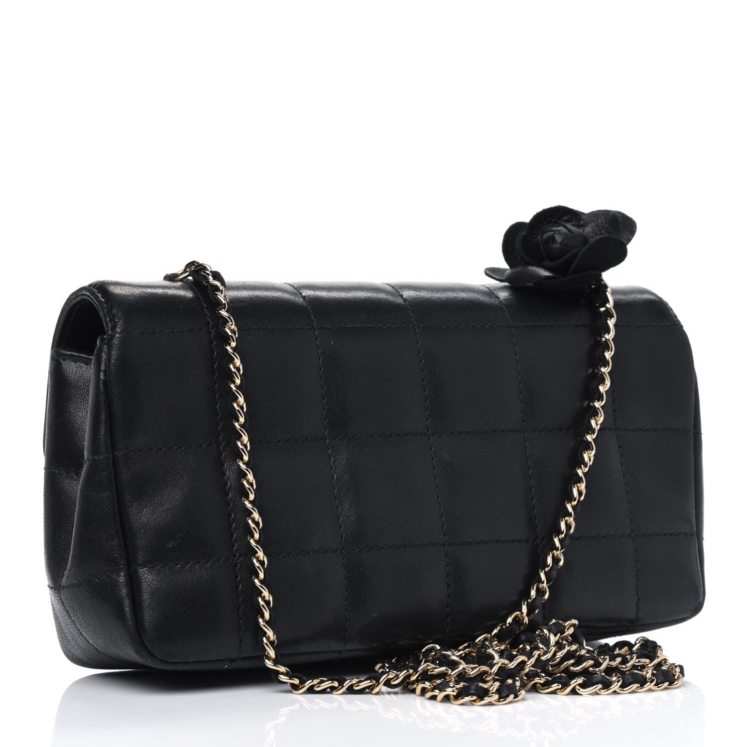 Chanel Lambskin Quilted Mini Chocolate Bar Camellia Flap Black 2 of 5