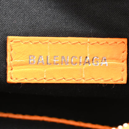 Balenciaga Extra Supple Calfskin Crocodile Embossed Le Cagole Shoulder Bag XS Pop Orange 7 of 10