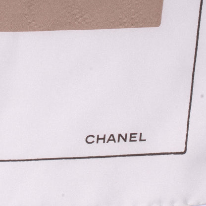 Chanel Silk CC Geometric Square Scarf White Yellow Orange 3 of 5
