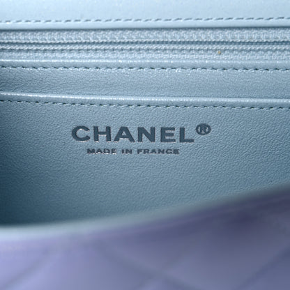 Chanel Perforated Lambskin Quilted Mini Rectangular Flap Light Blue Light Purple White 6 of 10