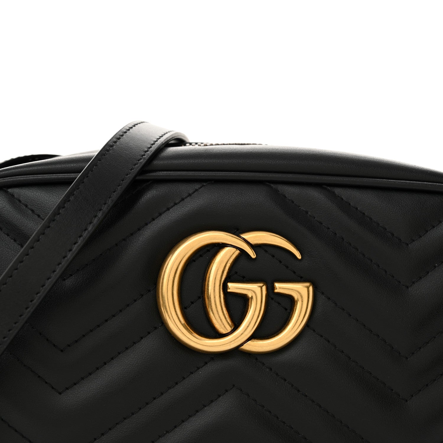 Gucci Calfskin Matelasse Small GG Marmont Chain Shoulder Bag Black 8 of 10
