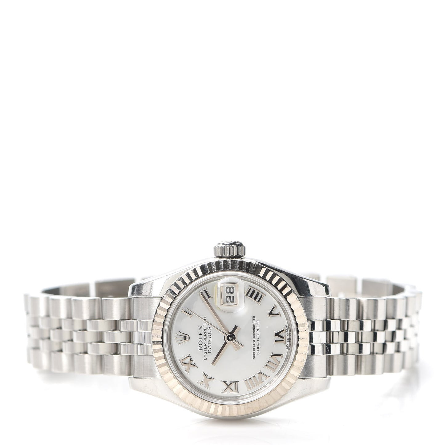 Stainless Steel 18K White Gold Mother of Pearl 26mm Oyster Perpetual Datejust Watch Roman 179174
