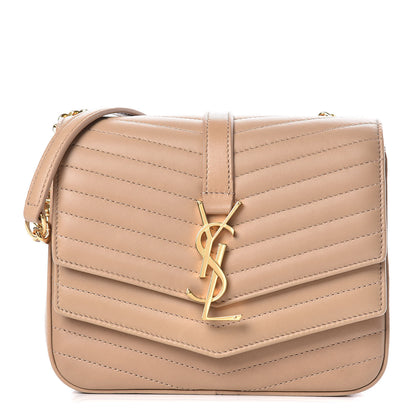 Saint Laurent Lambskin Matelasse Chevron Monogram Small Sulpice Bag Sable Beige 1 of 9