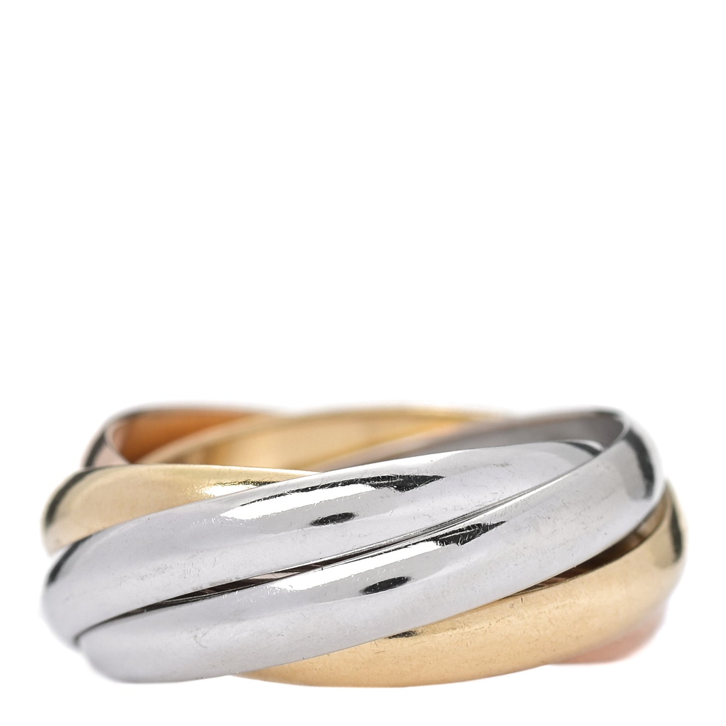 18K Pink Yellow White Gold Les Must De Cartier Trinity 5 Band Ring 51 5.75