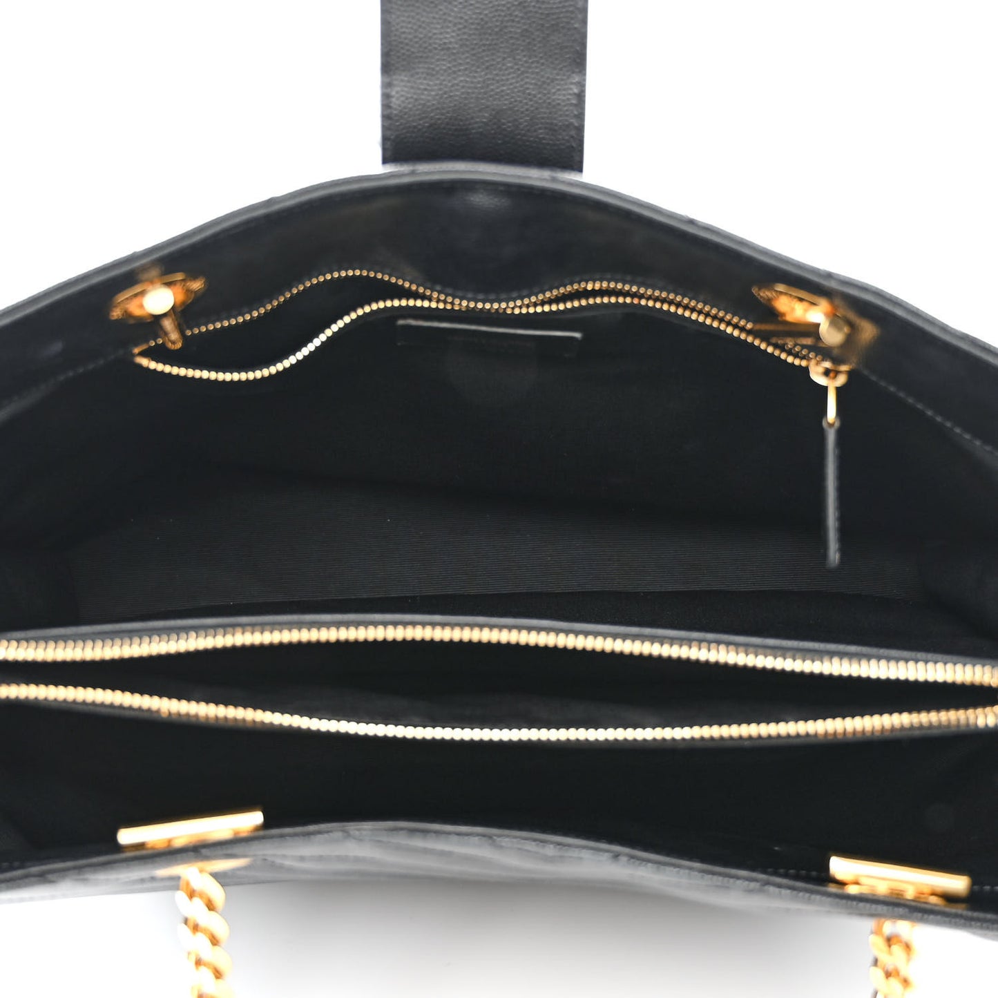 Grain De Poudre Matelasse Chevron Monogram Shopping Bag Black