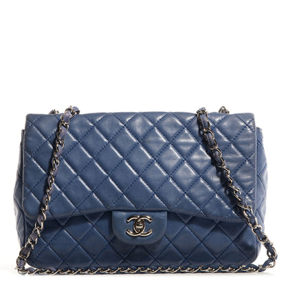 Chanel Lambskin Jumbo Single Flap Blue 1 of 8