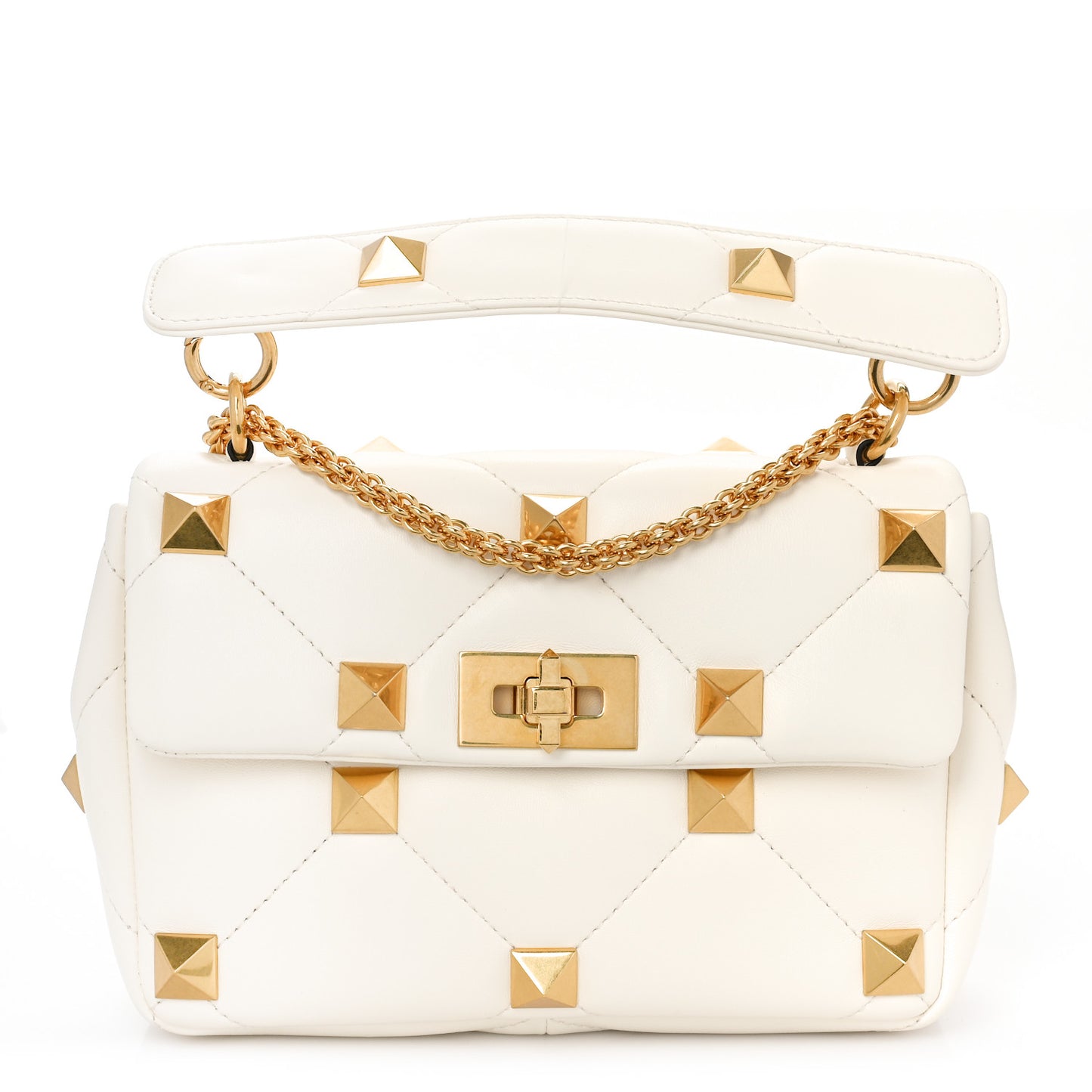 Nappa Large Roman Stud Shoulder Bag Ivory