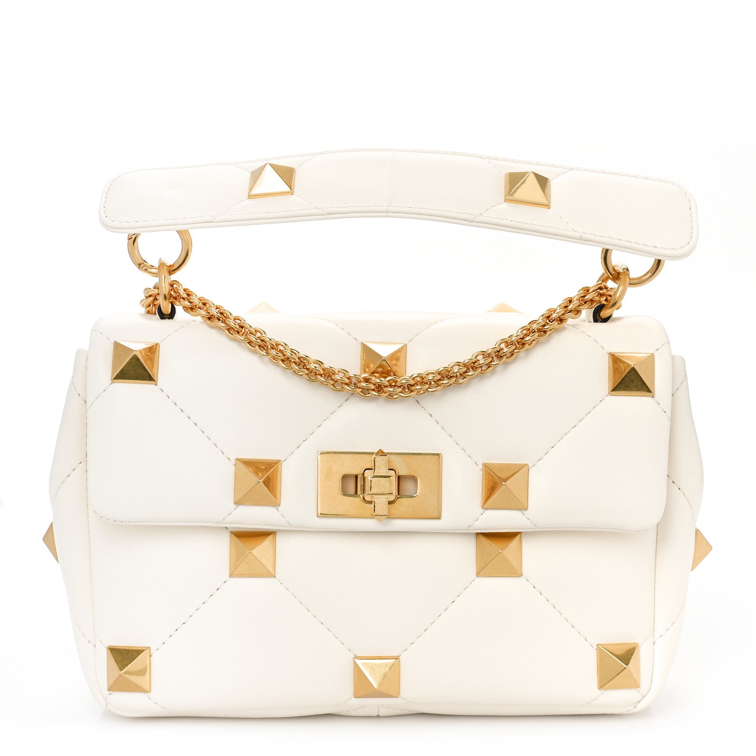 Valentino Garavani Nappa Large Roman Stud Shoulder Bag Ivory 1 of 7