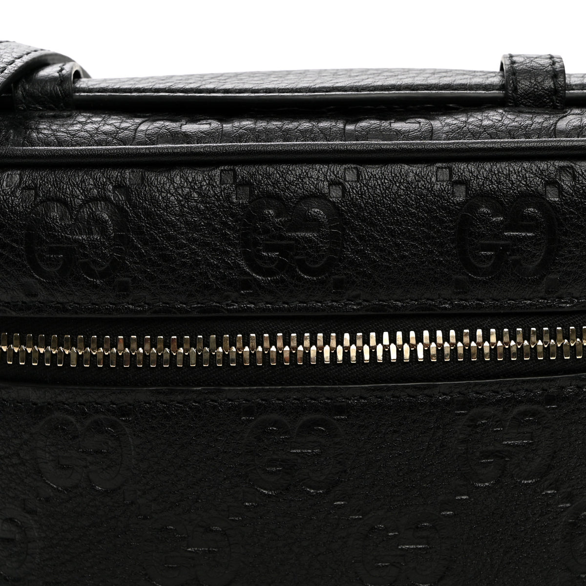 Gucci GG Calfskin Embossed Emblem Super MIni Crossbody Bag Black 7 of 9
