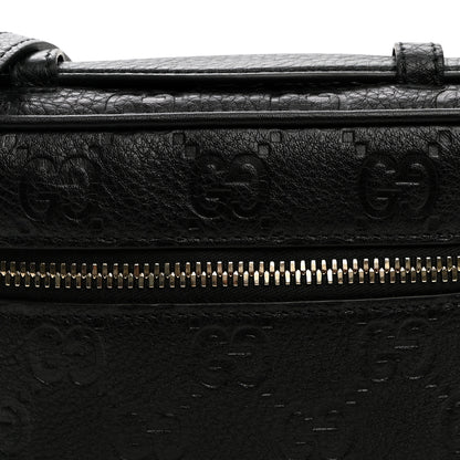 Gucci GG Calfskin Embossed Emblem Super MIni Crossbody Bag Black 7 of 9