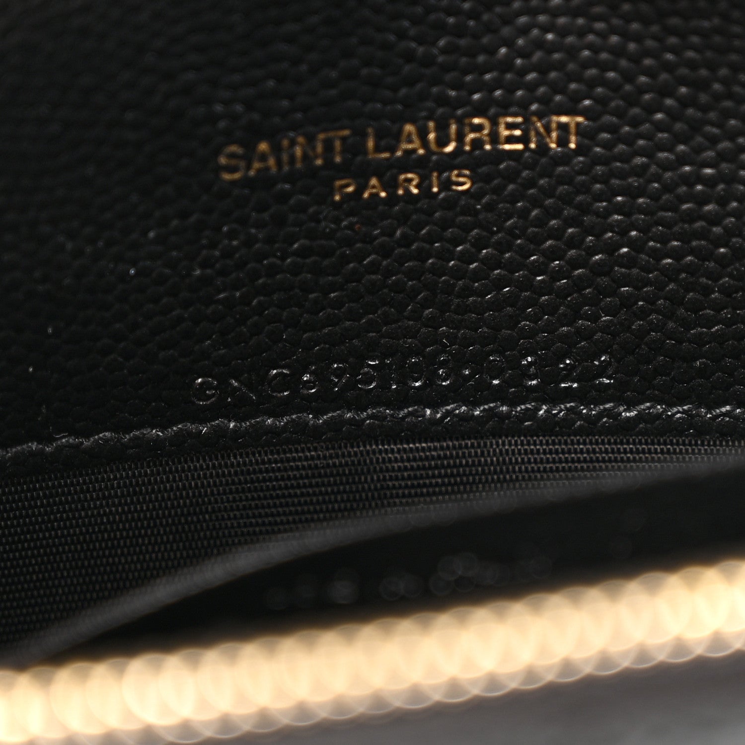 Saint Laurent Grain De Poudre Matelasse Chevron Monogram Envelope Chain Wallet Black 7 of 11