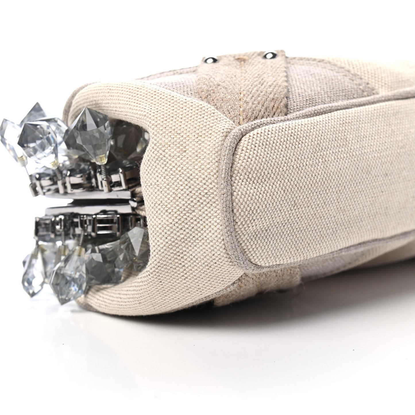 Canvas Mistolino Crystal Cluster Frame Clutch Naturale
