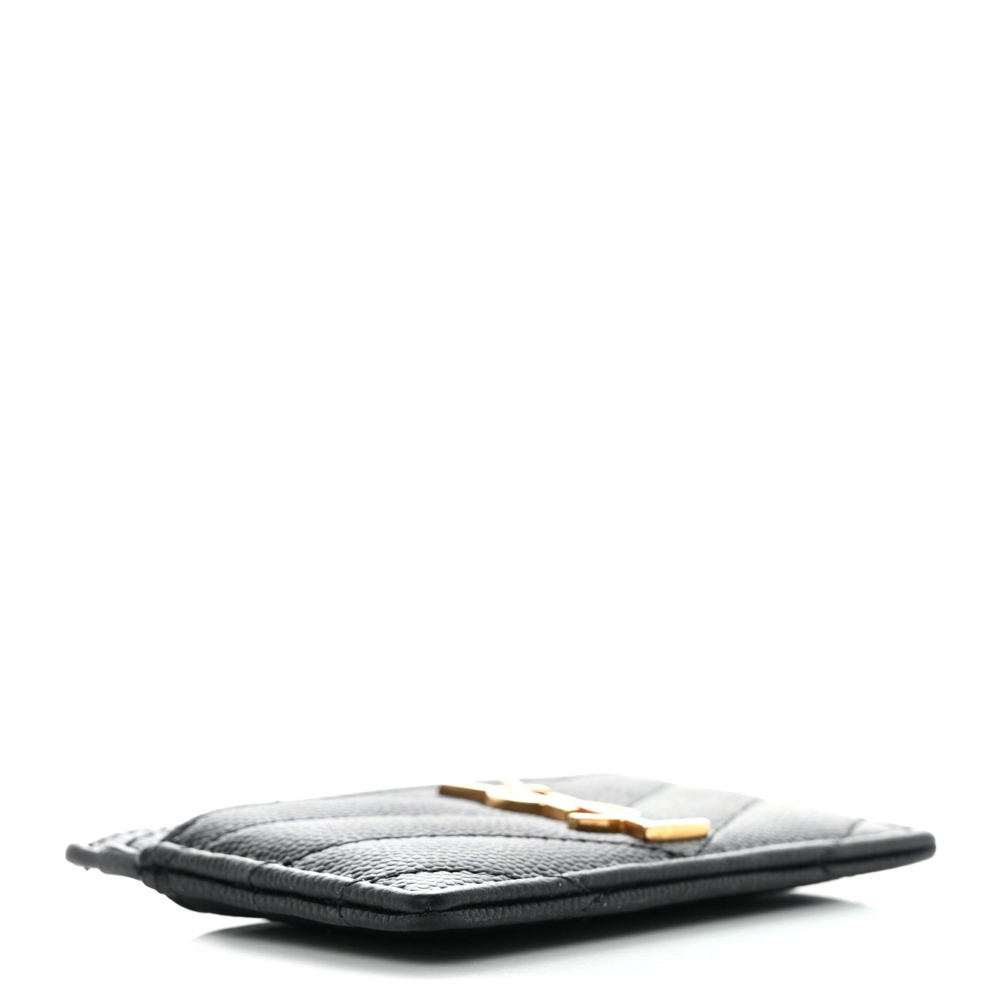 Grain De Poudre Matelasse Chevron Monogram Credit Card Case Black