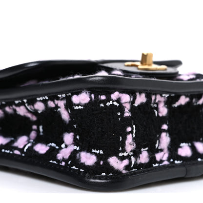 Chanel Tweed Calfskin School Memory Mini Top Handle Flap Black Pink White 9 of 10