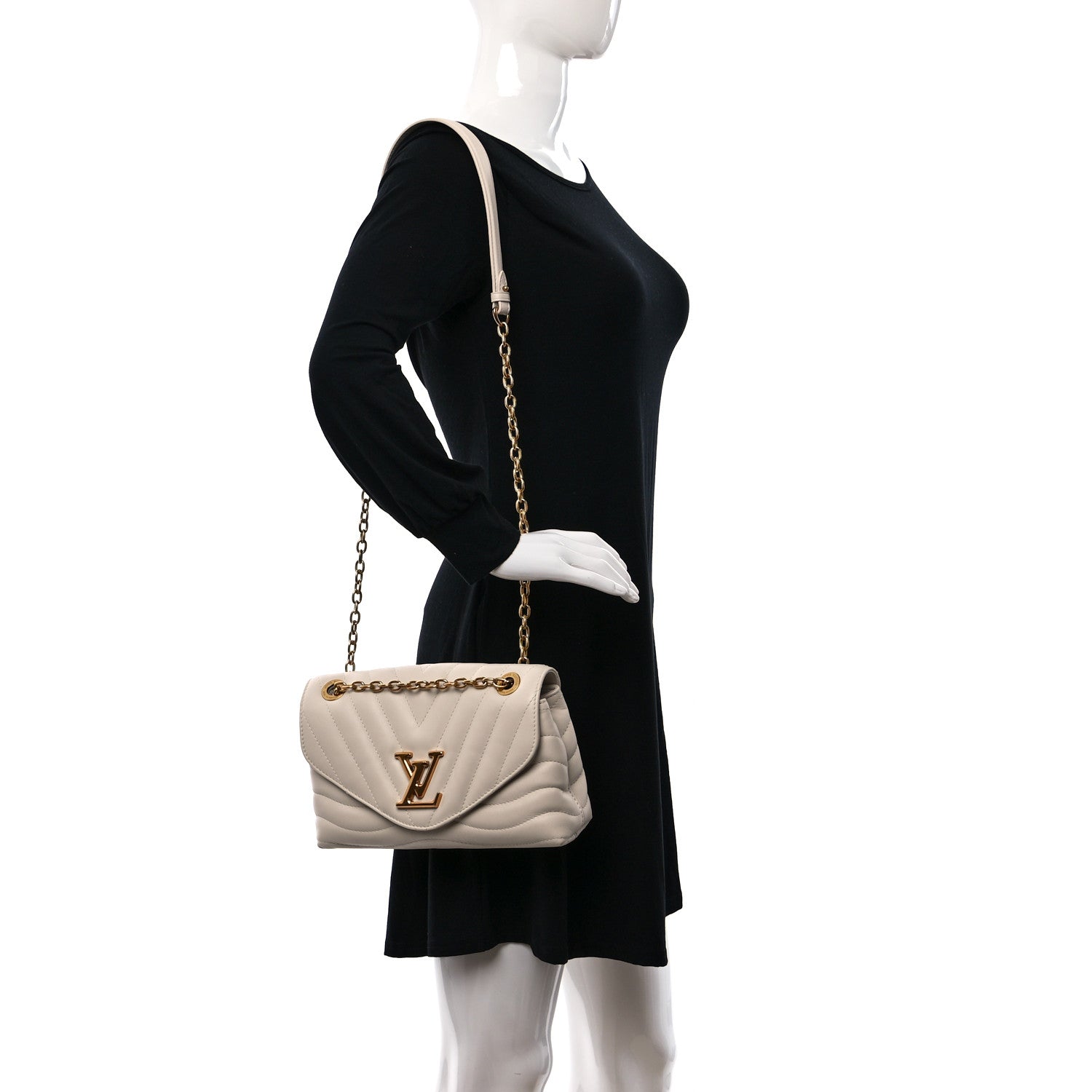 Louis Vuitton Calfskin LV New Wave Chain Bag Ivory 2 of 14
