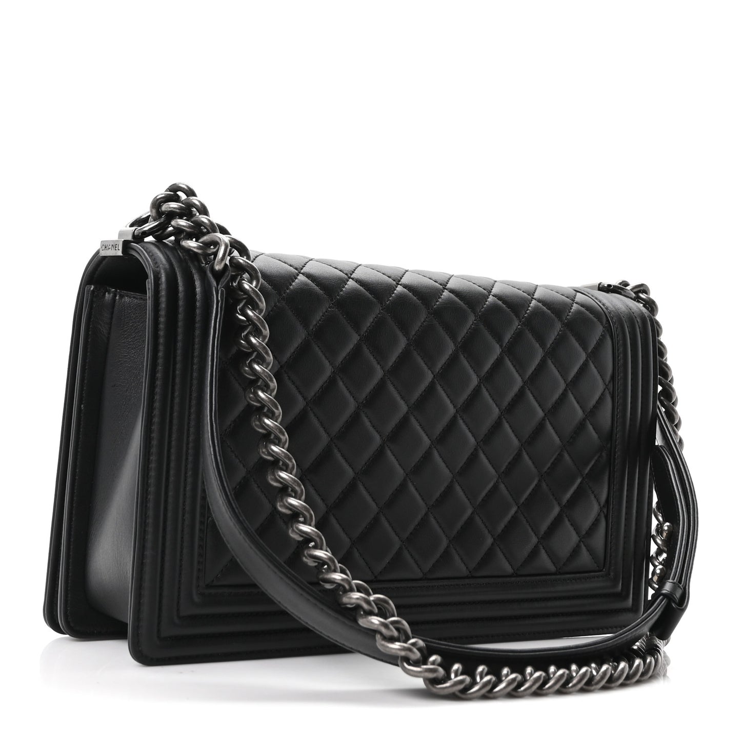 Calfskin Quilted New Medium Boy Flap Black