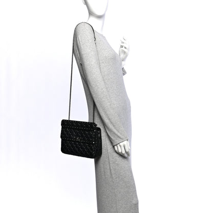Valentino Garavani Craquele Nappa Medium Rockstud Spike Shoulder Bag Black 2 of 10