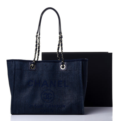 Chanel Mixed Fibers Small Deauville Tote Navy Blue 10 of 10