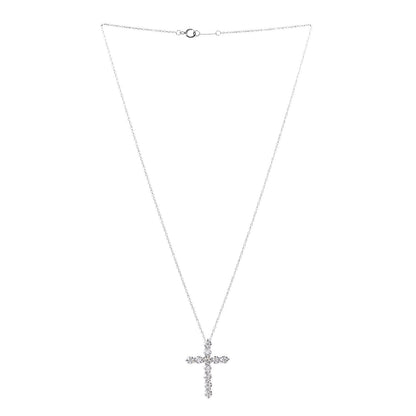 Tiffany Platinum Diamond Large Cross Pendant Necklace 3 of 7