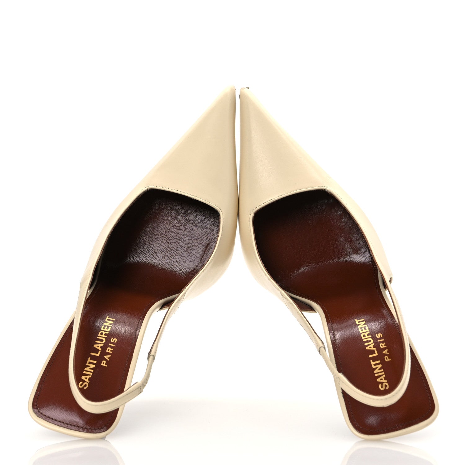 Saint Laurent Calfskin Kiss 105 Slingback Pumps 37 Egg Shell 2 of 14