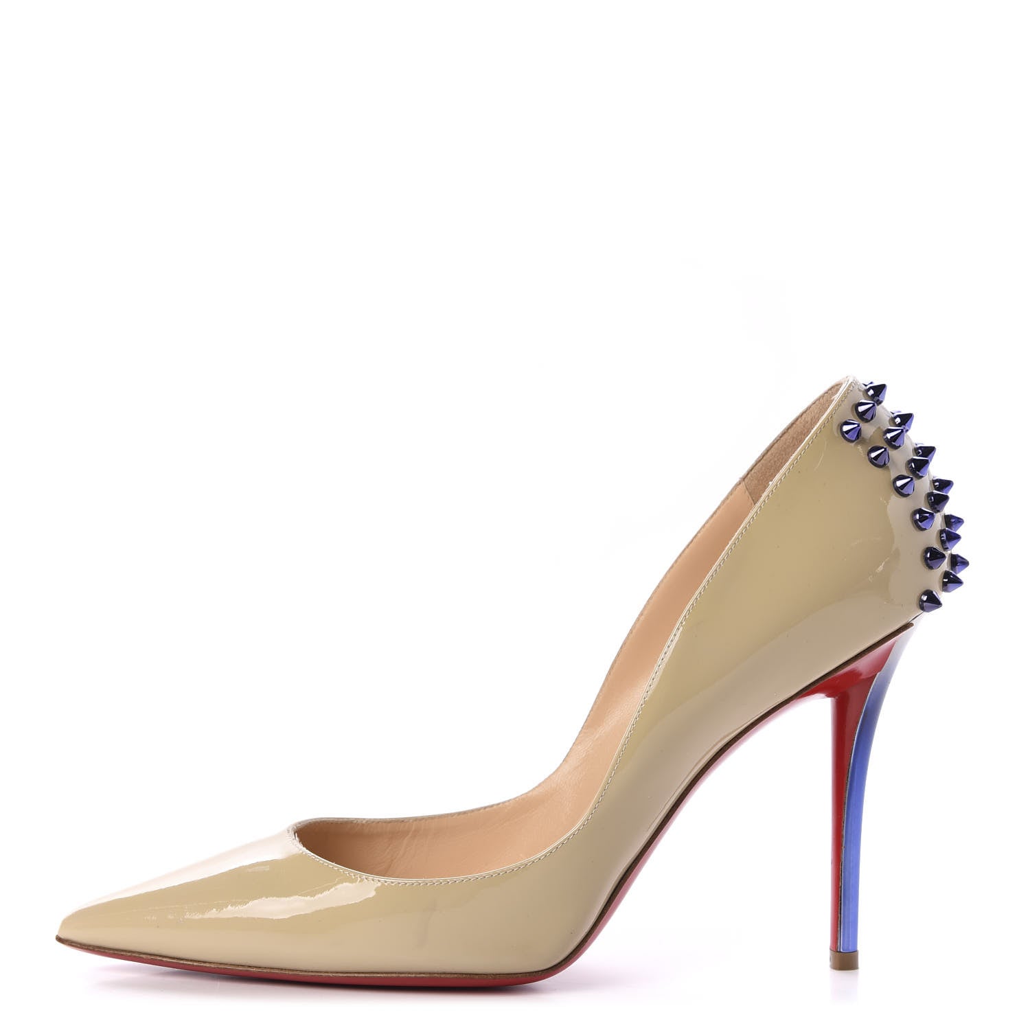 Christian Louboutin Patent Studded Zappa 100 Pumps 41 Beige 1 of 9