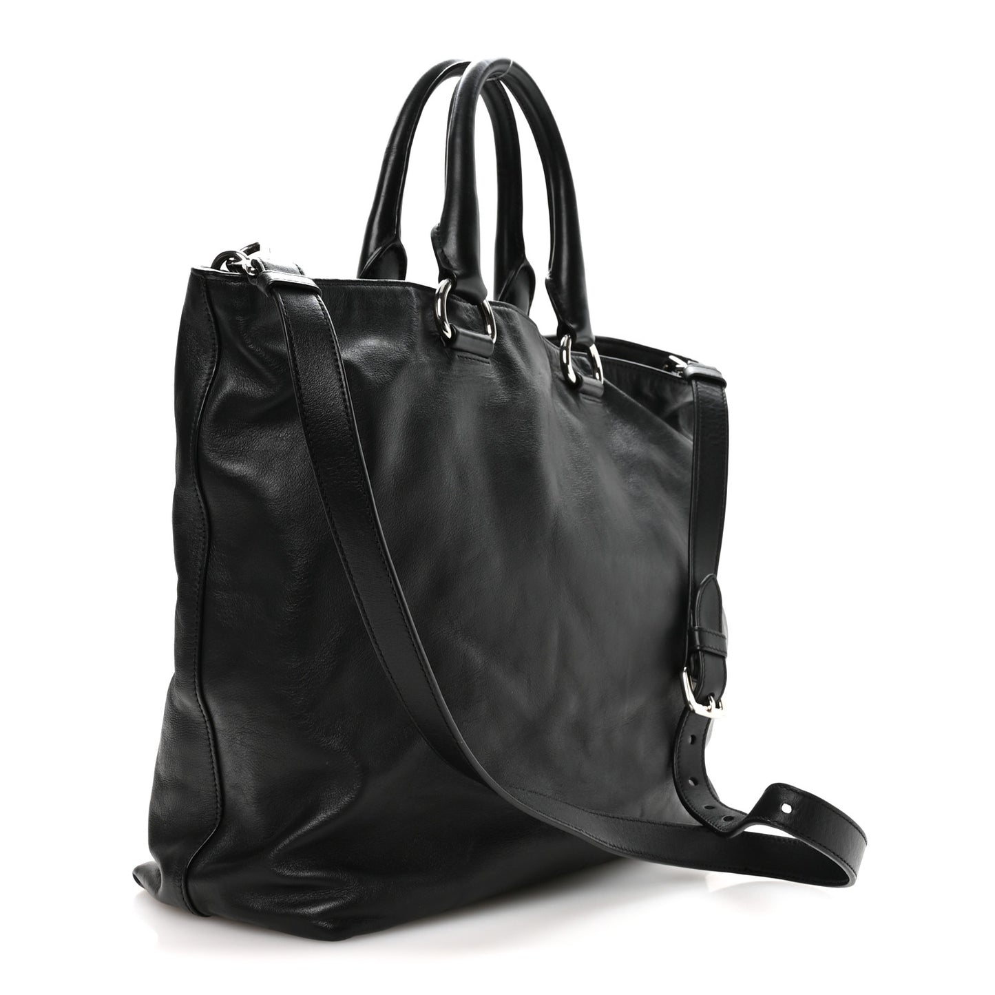Soft Calf Shopping Tote Black
