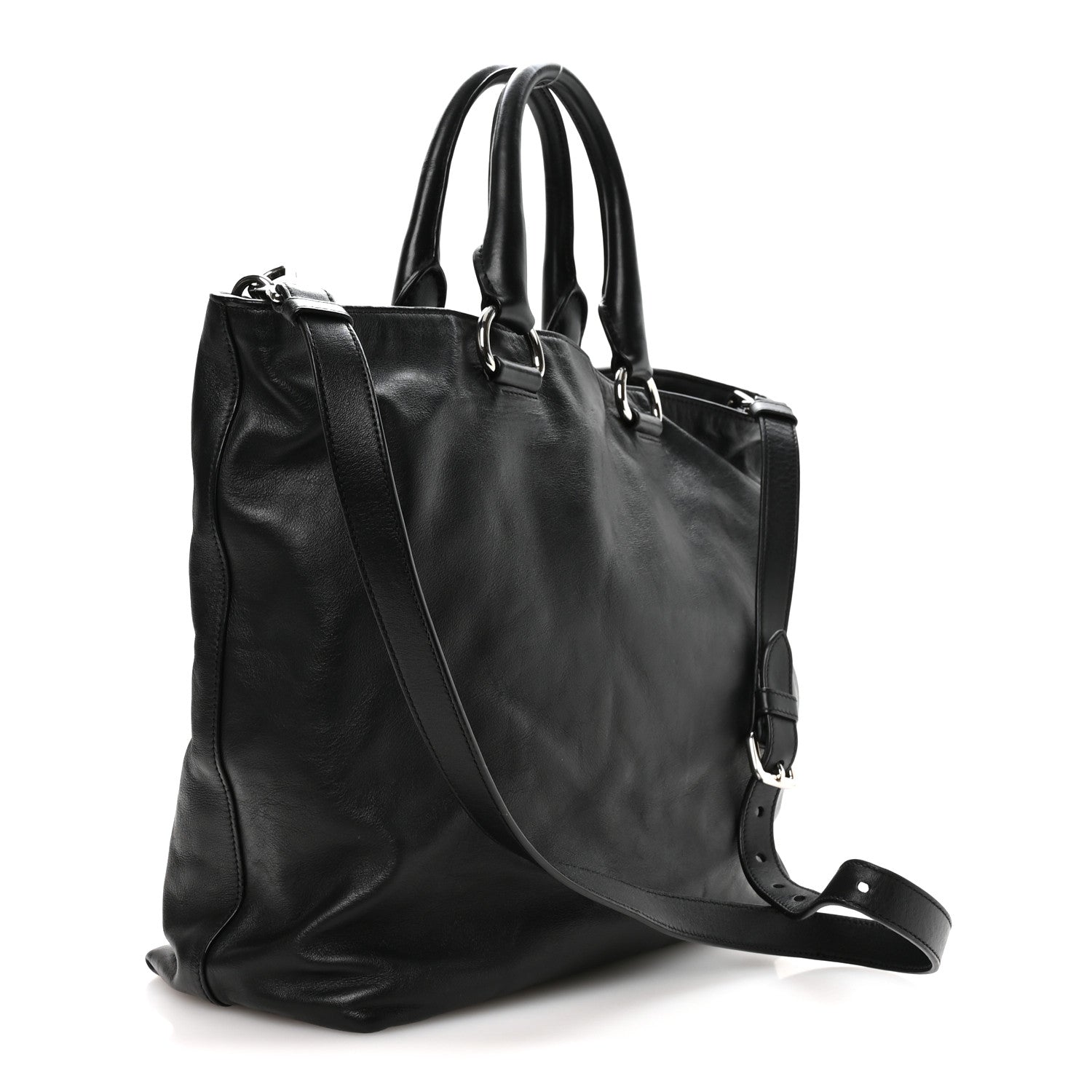 Prada Soft Calf Shopping Tote Black 3 of 11