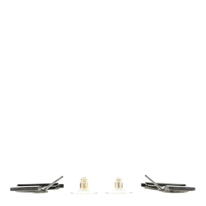 Chanel Metal Square Cutout CC Hoop Earrings Ruthenium 3 of 4