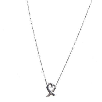 Tiffany Sterling Silver Paloma Picasso Diamond Loving Heart Necklace 1 of 8