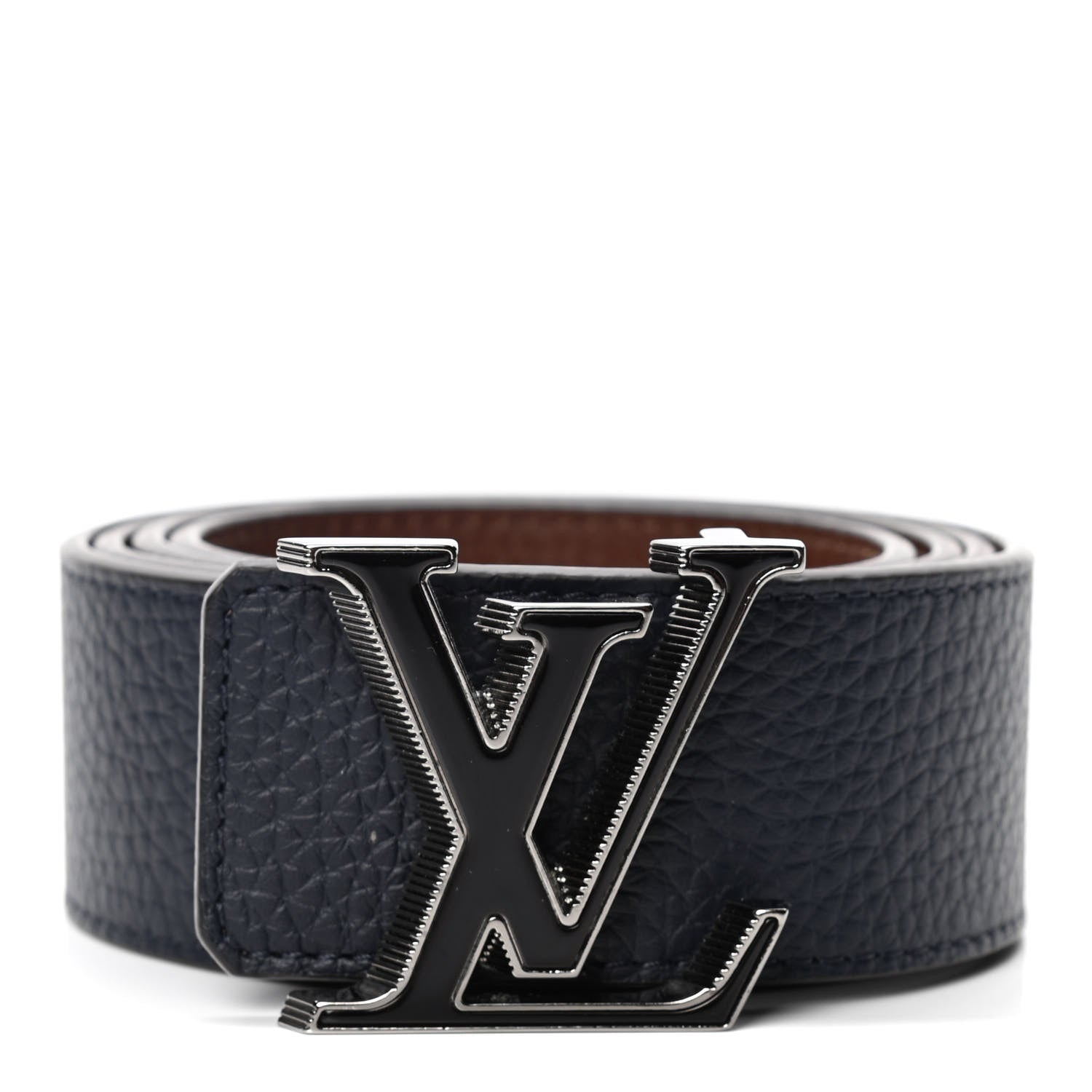 Louis Vuitton Taurillon Calfskin 40mm LV Tilt Reversible Belt 100 40 Navy Cognac 1 of 4